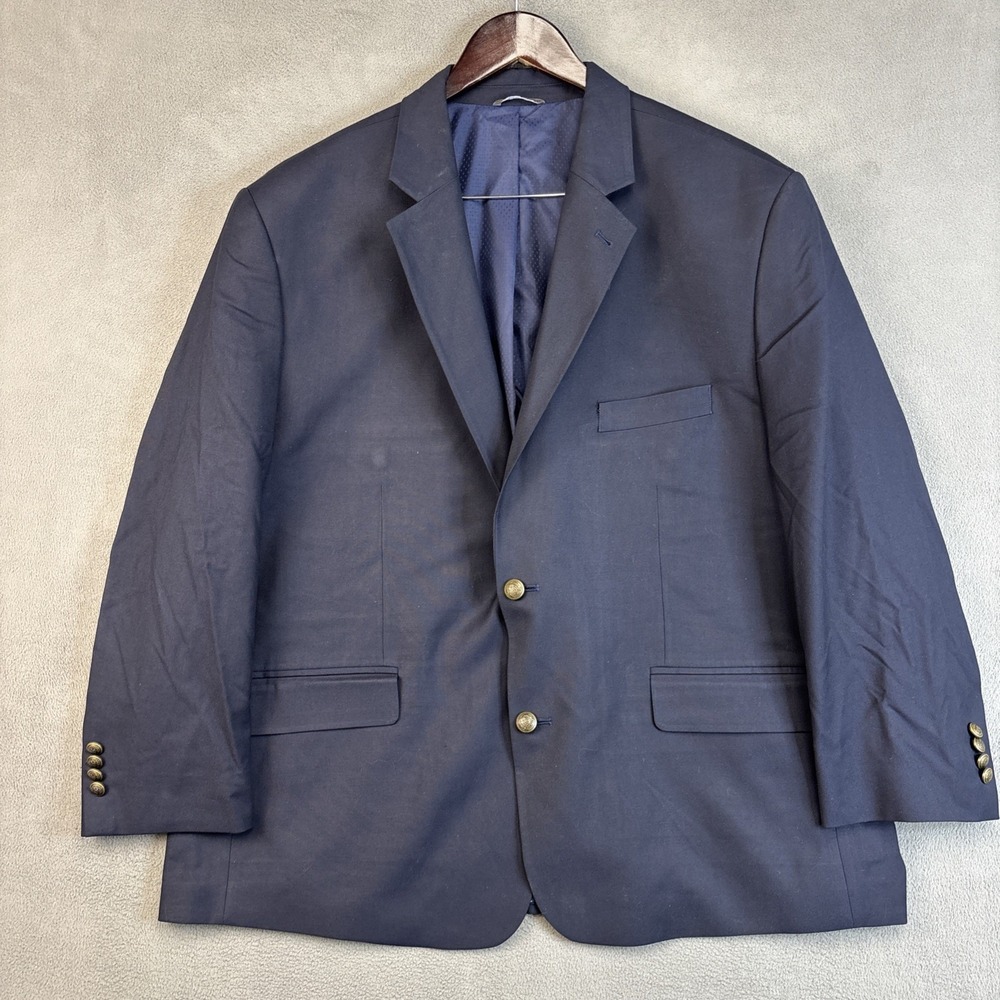 Oak Hill Blazer Mens 2XL XXL 50 Regular Blue 2 Button Sports Coat Gold Button